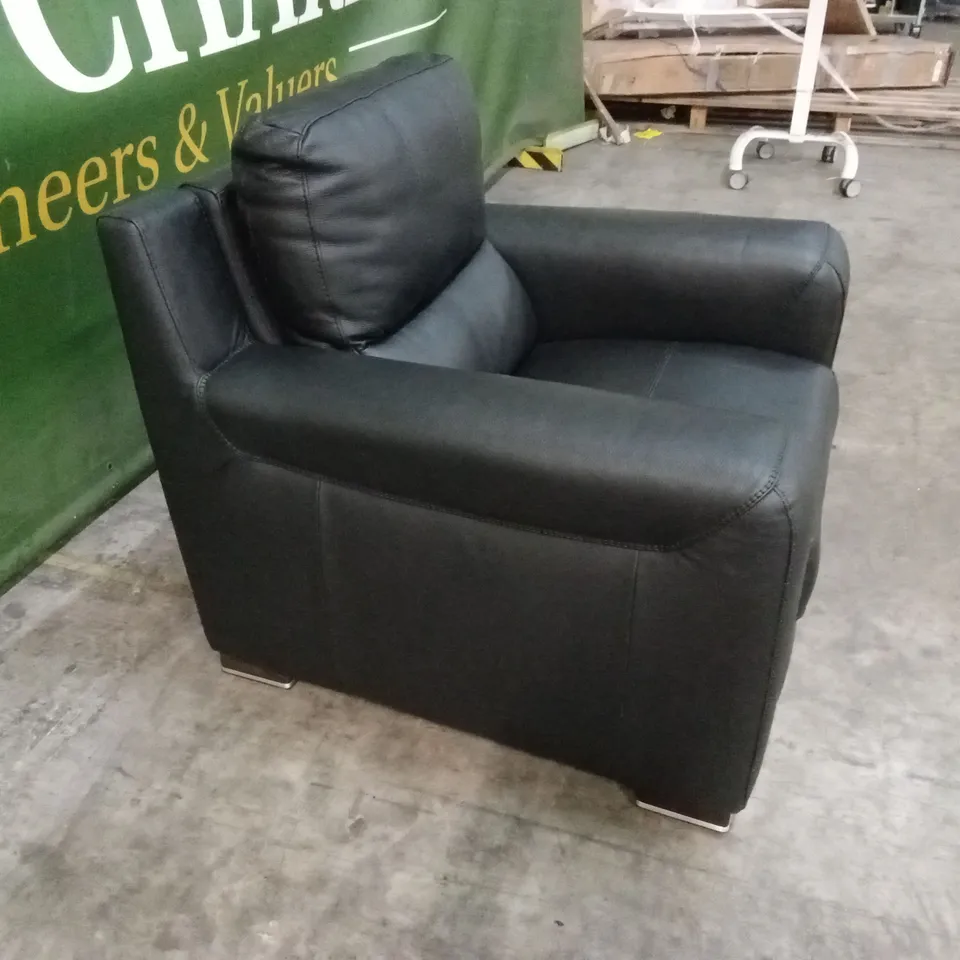 QUALITY DESIGNER ITALIAN MADE LUCCA POWER RECLINER LEATHER ARMCHAIR - BLACK