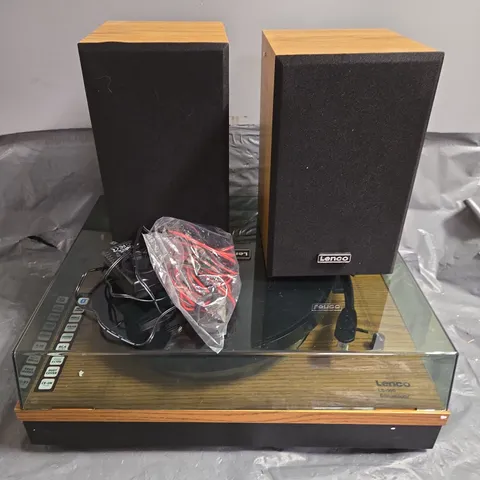 LENCO LS-300WD BELT DRIVE TURNTABLE WITH BLUETOOTH AND WOODEN SPEAKERS 