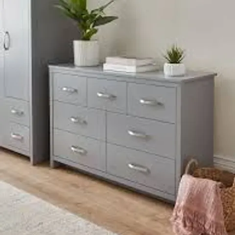BOXED ELY 3 + 4 DRAWER CHEST - GREY (1 BOX)