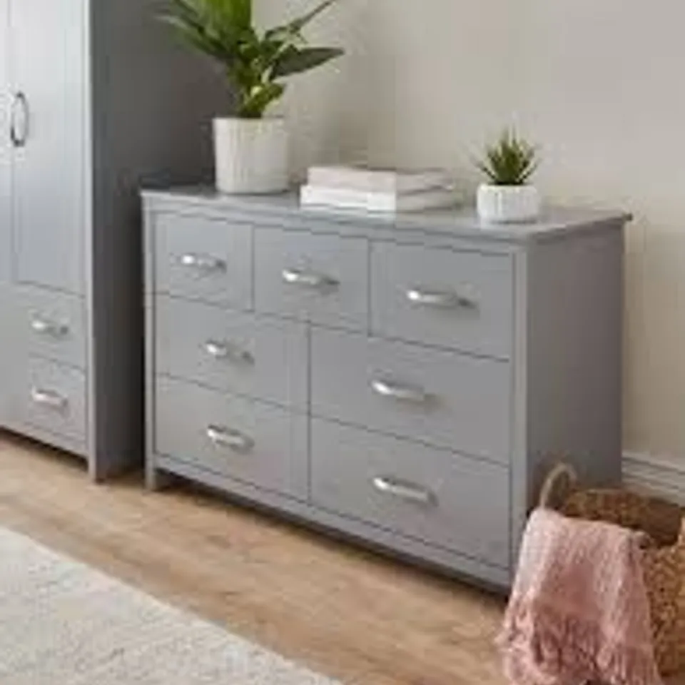 BOXED ELY 3 + 4 DRAWER CHEST - GREY (1 BOX)