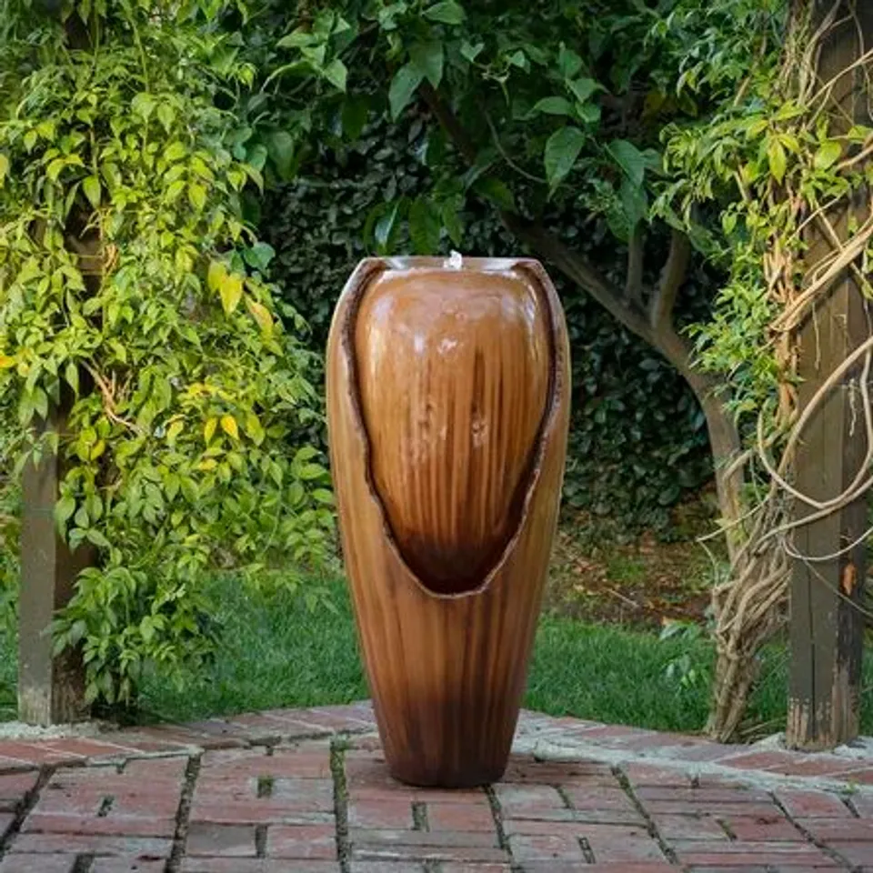 BOXED ALPINE FIBREGLASS JAR WATER FOUNTAIN WITH LIGHTS