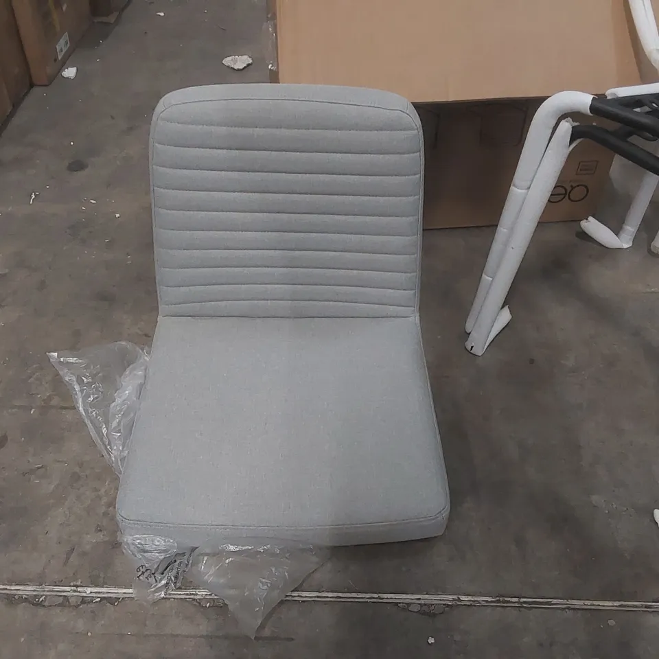 BOXED PAIR OR DESIGNER FABRIC DINING CHAIRS - GREY