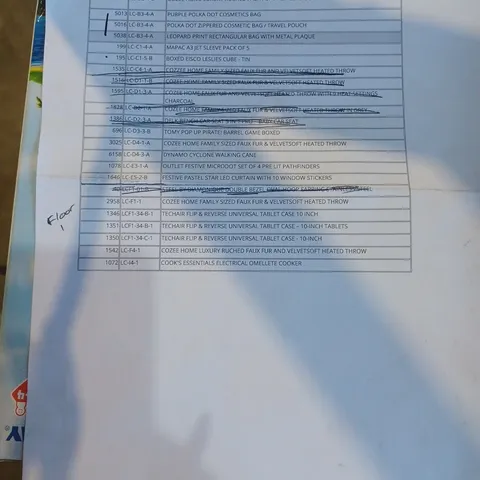 CAGE OF ASSORTED ITEMS TO INCLUDE - SET OF 2 TREE CANDLES - PLOKA DOT COSMETIC BAG - POP UP PIRATE 