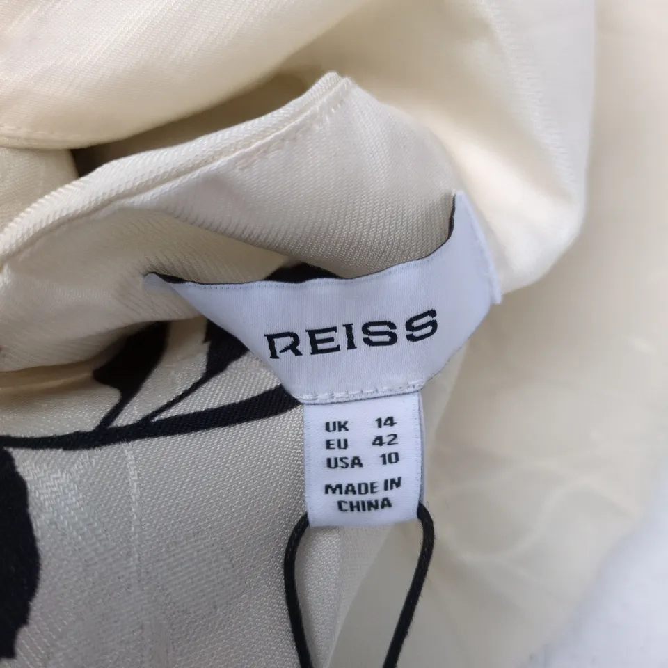 REISS LIBBY PRINTED OCCASIONWEAR DRESS – IVORY/BLACK – UK14