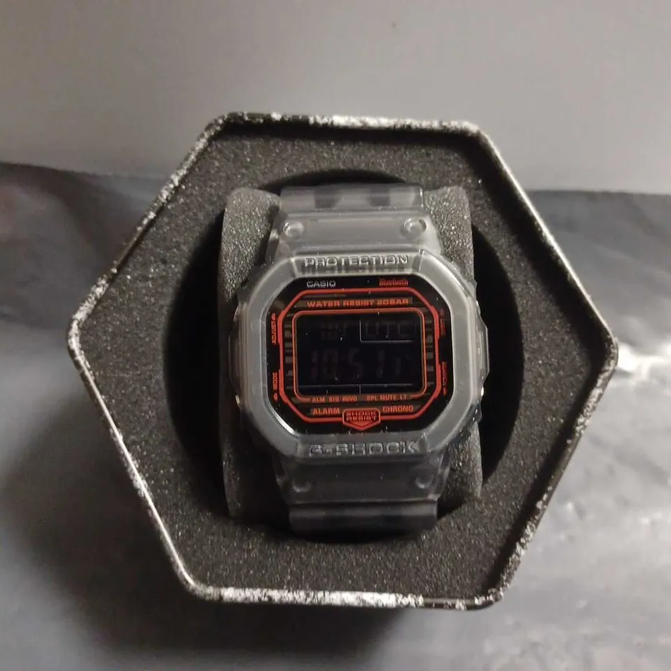 BOXED CASIO G-SHOCK MNES BLUETOOTH WATCH IN LIGHT GREY 