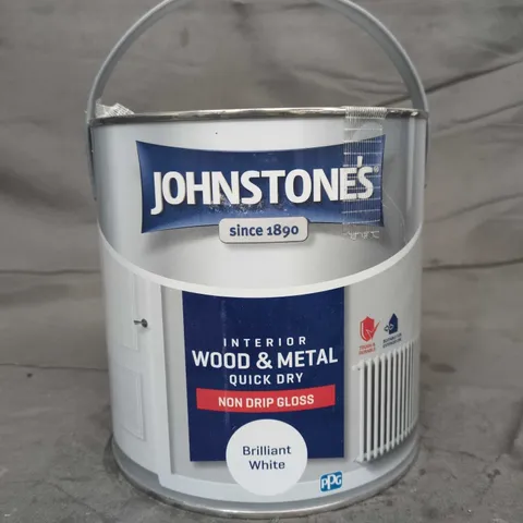 JOHNSTONES INTERIOR WOOD & METAL QUICK DRY GLOSS PAINT – BRILLIANT WHITE - 2.5L
