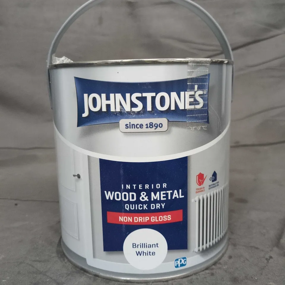 JOHNSTONES INTERIOR WOOD & METAL QUICK DRY GLOSS PAINT – BRILLIANT WHITE - 2.5L
