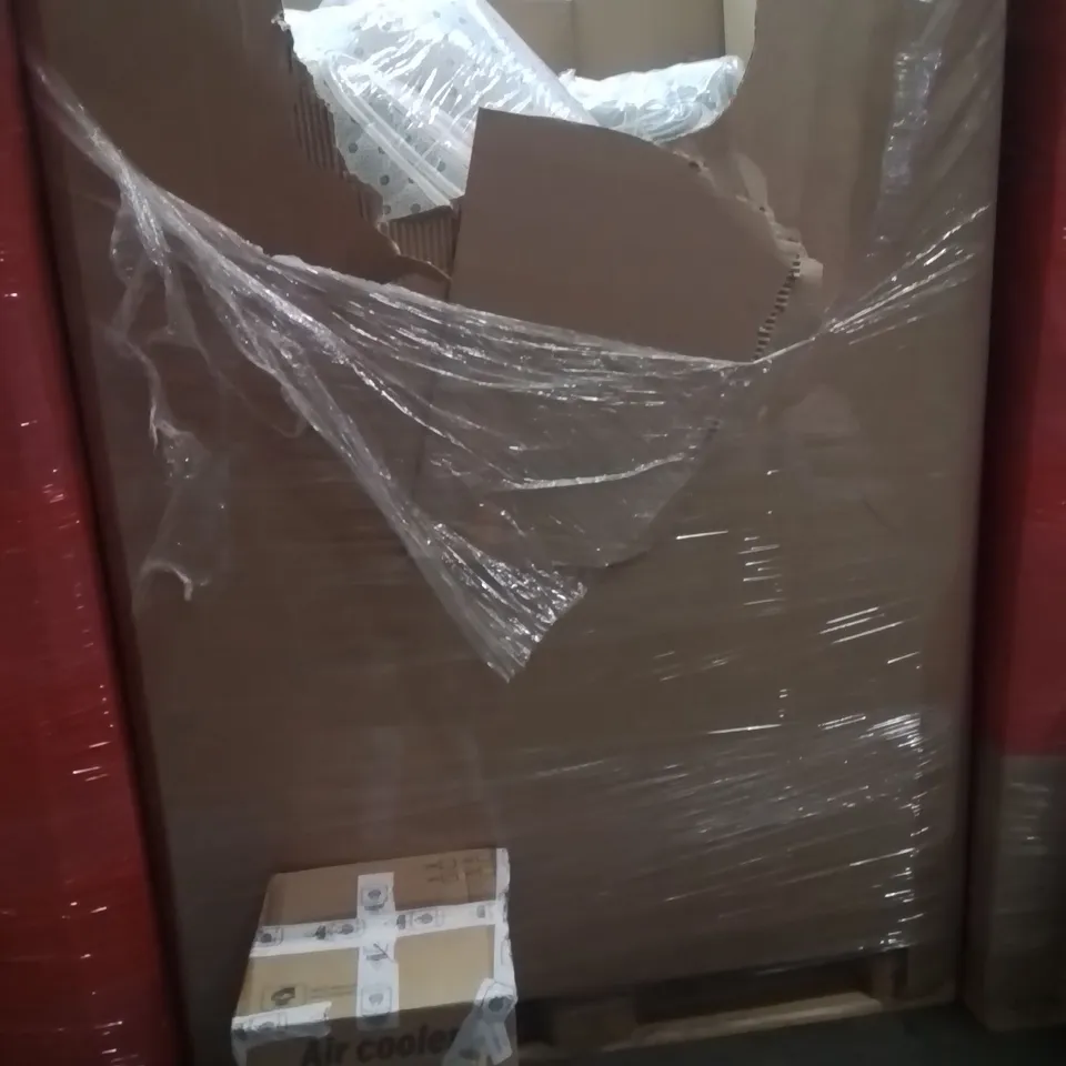 PALLET OF ASSORTED HOUSEHOLD GOODS AND PRODUCTS TO INCLUDE;AIR COOLER,AREA RUG,INSECT KILLER MACHINE