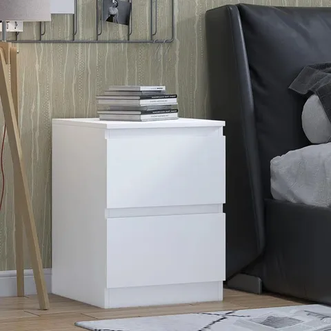 BOXED FRANCINE 2 DRAWER BEDSIDE TABLE COLOUR: BLACK GLOSS