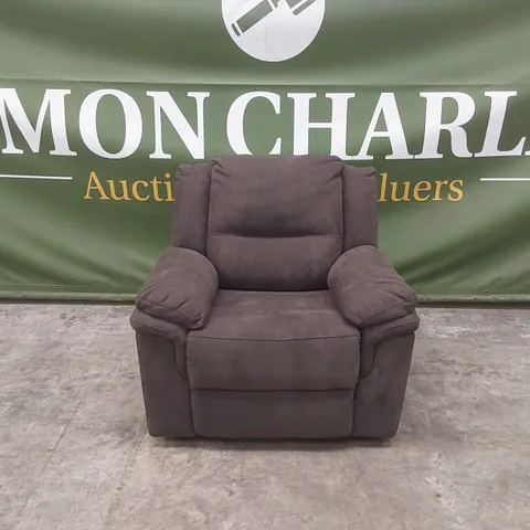 ALBION FABRIC HIGH BACK MANUAL RECLINER ARMCHAIR - CHARCOAL
