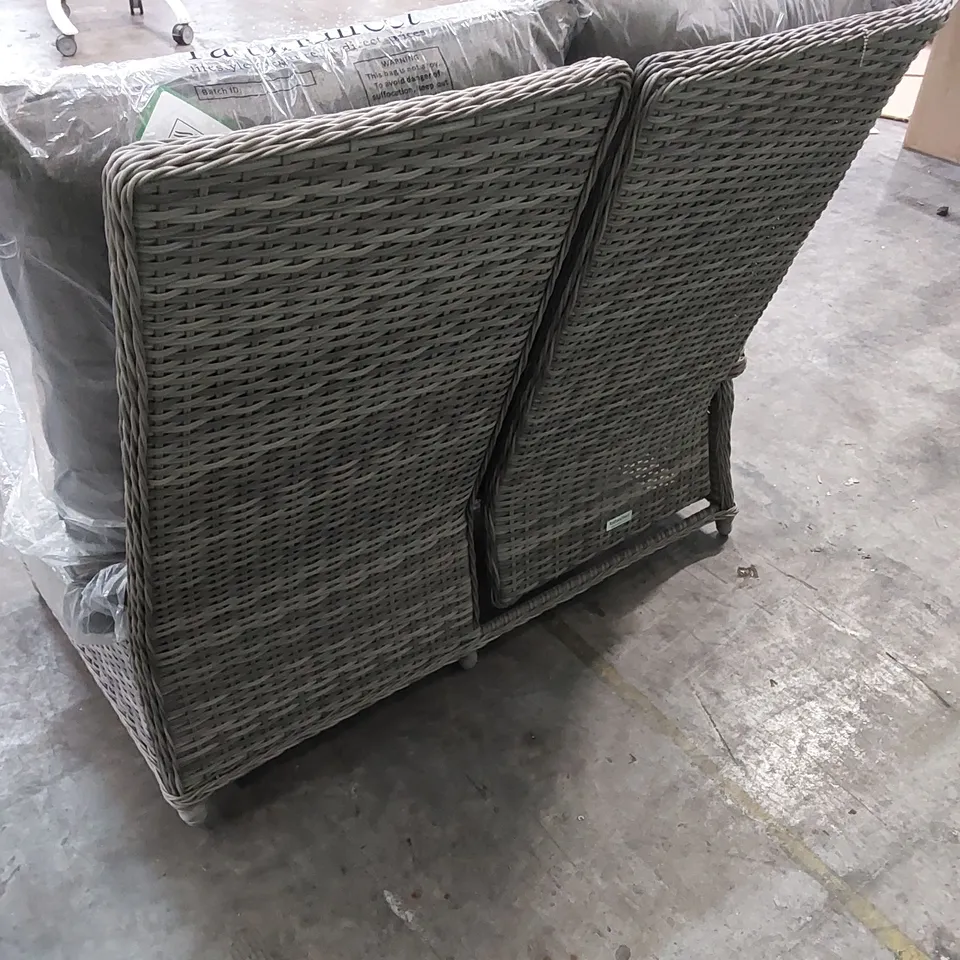 BOXED FIJI LEFT HAND 2 SEAT RATTAN RECLINER IN GREY 