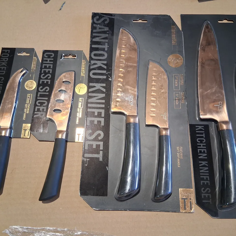 EIGHT ASSORTED CORE KITCHEN ELEMENTAL KNIVES TO INCLUDE:
