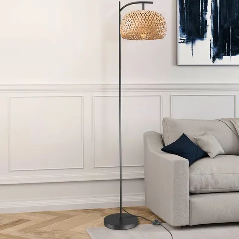 BOXED ALIKAH 150CM BLACK READING FLOOR LAMP 