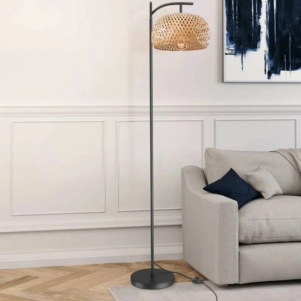 BOXED ALIKAH 150CM BLACK READING FLOOR LAMP 