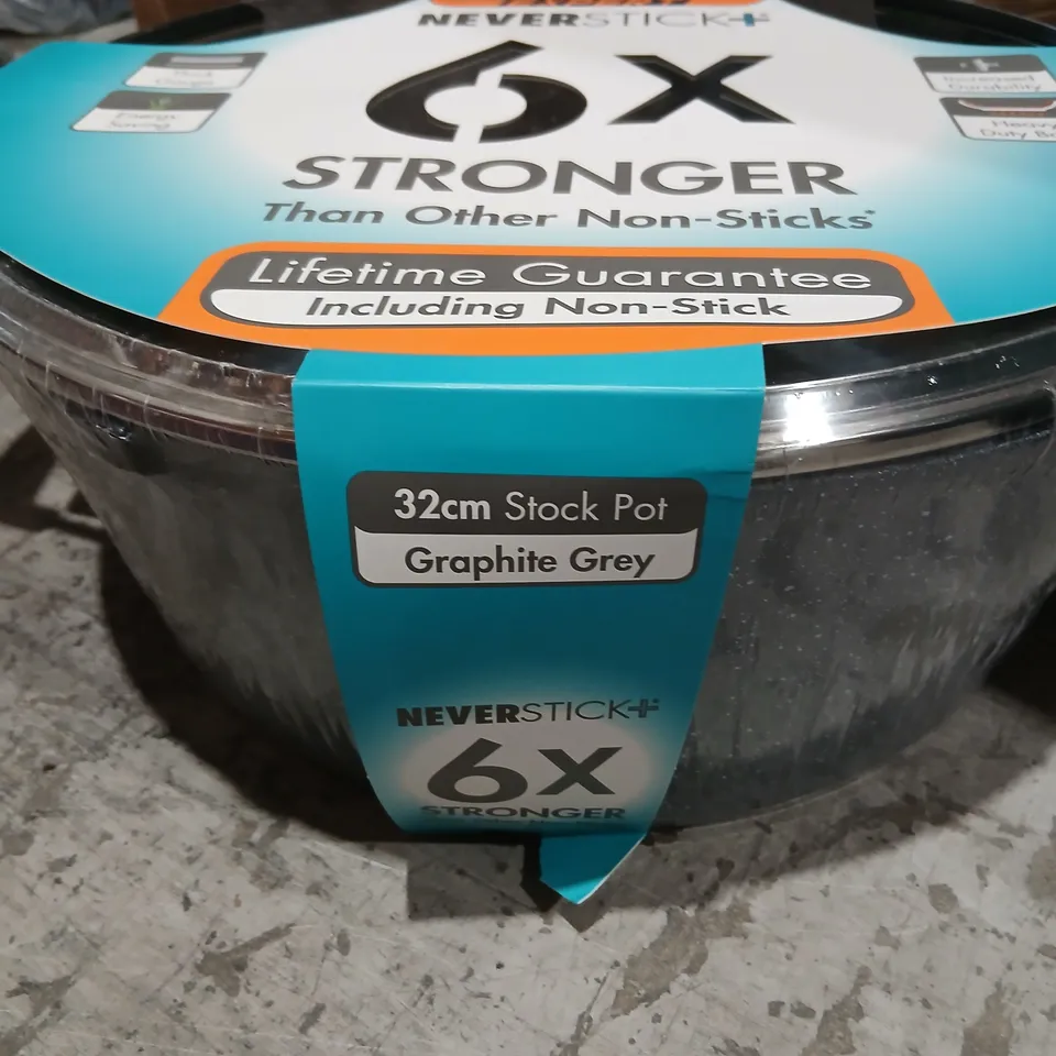 STOCK POT 32CM GRAPHITE GREY - NEVERSTICK+ NON-STICK (6X STRONGER)