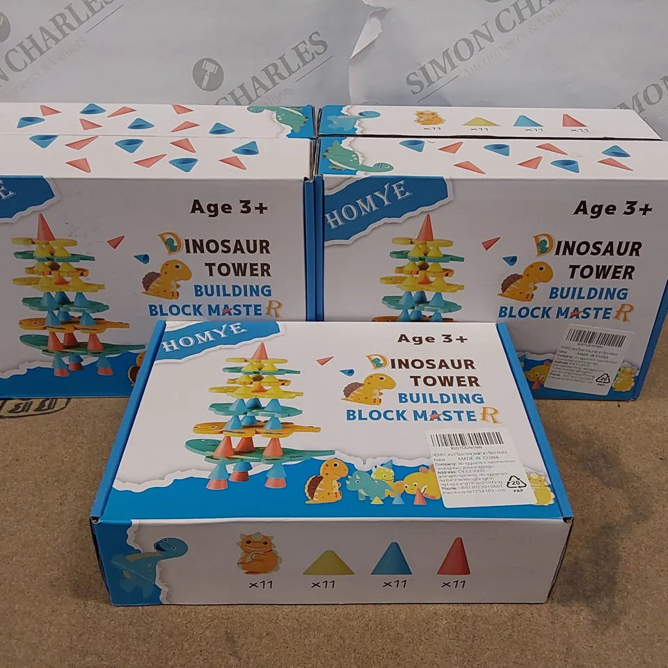 LOT OF APPROXIMATELY 5X HOMYE DINOSAUR TOWER BUILDING BLOCKMASTER TOY SETS (1 ITEM)