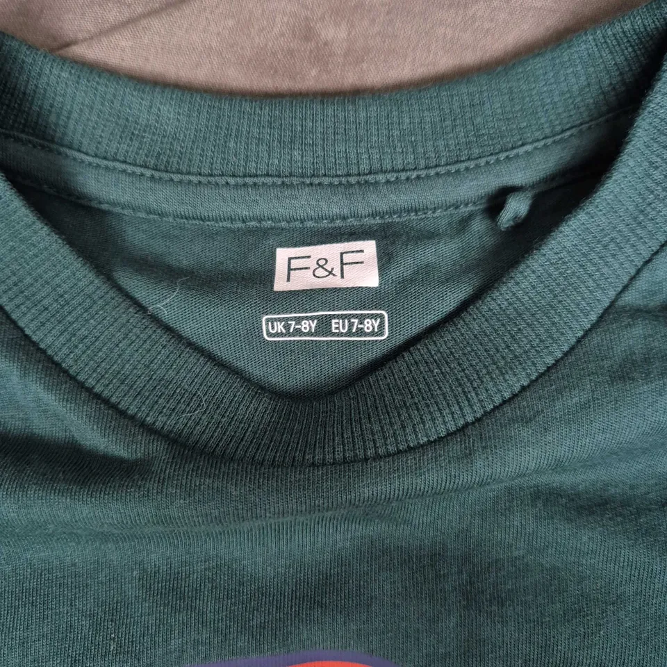  KIDS JOGGER BOTTOMS (UK 7-8Y) & F&F DETROIT GRAPHIC TEE – 7-8 YEARS (2-PIECE SET) (VER