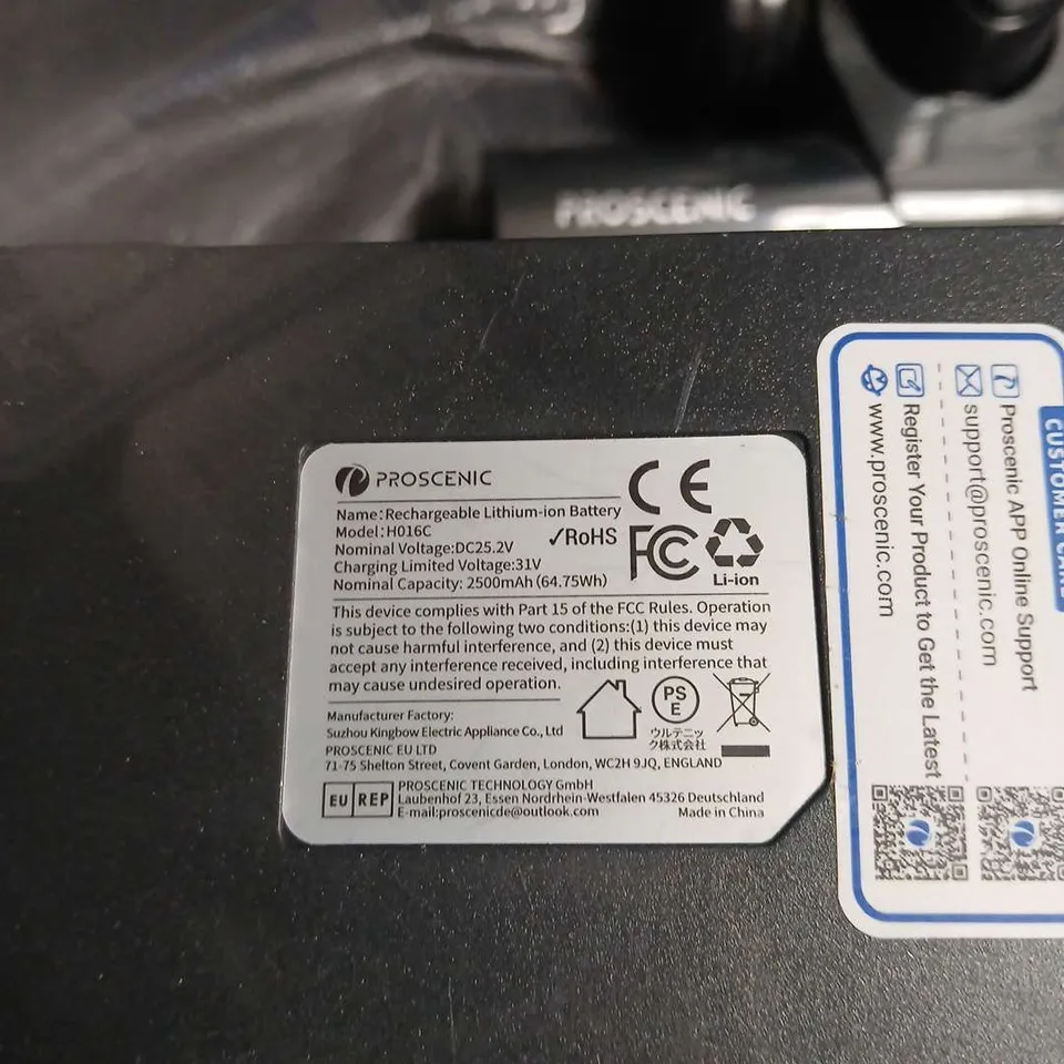 PROSCENIC CORDLESS VACUUM CLEANER – MODEL H01CE WITH LITHIUM‑ION BATTERY - COLLECTION ONLY