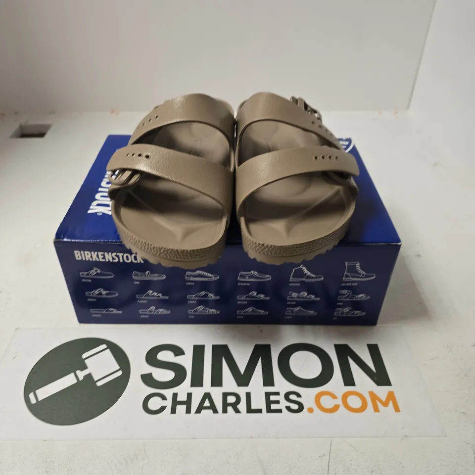 BOXED PAIR OF BIRKENSTOCK ARIZONA EVA IN GREY TAUPE - UK 9.5