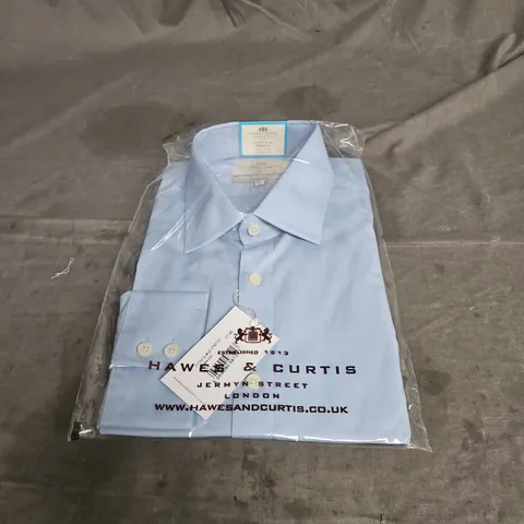 HAWES & CURTIS SLIM FIT STRETCH SINGLE CUFF SHIRT IN BLUE SIZE 17/36