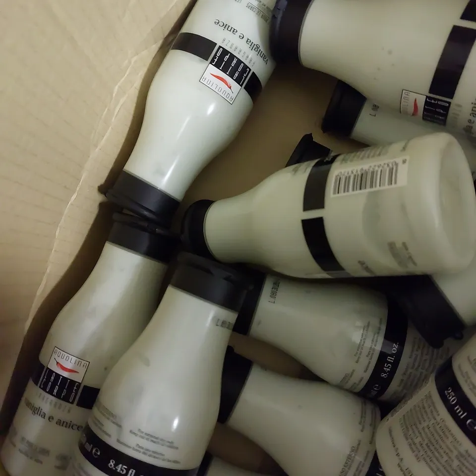 LOT OF APPROX 11 X 250ML AQUOLINA VANILLA AND ANISE BODY MILK