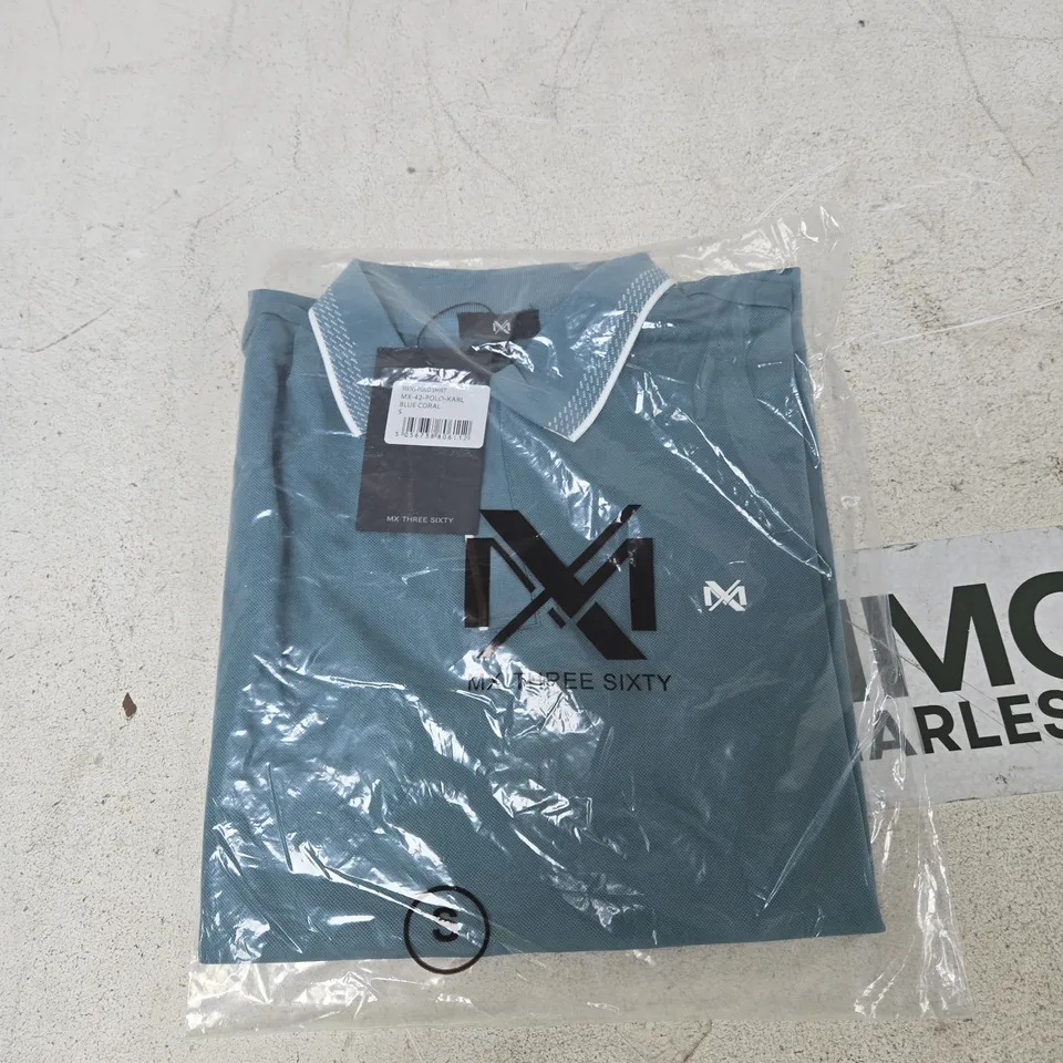 BAGGED MX THREE SIXTY MEN'S POLO SHIRT – BLUE CORAL – UK SIZE S