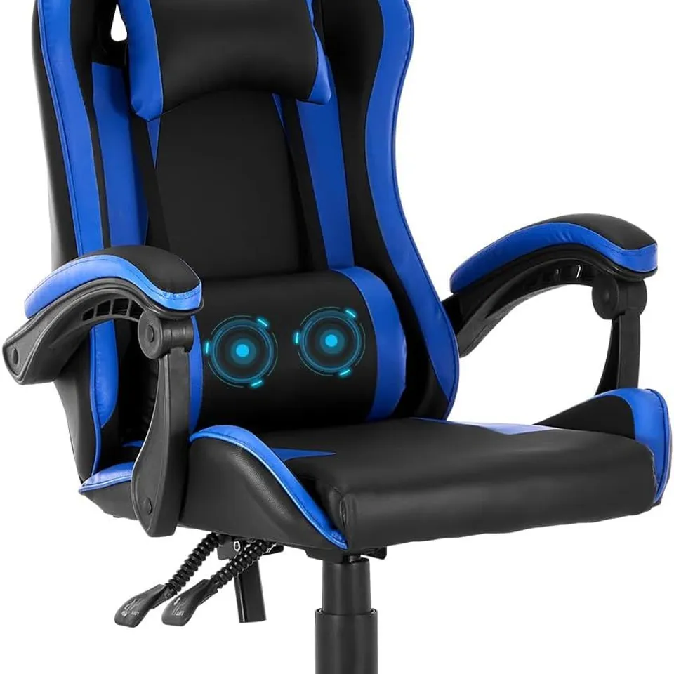 BOXED UNBRANDED GAMING CHAIR IN BLACK/BLUE - COLLECTION ONLY