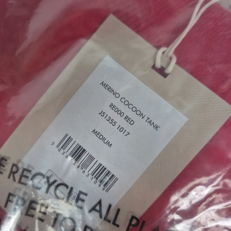 BAGGED JIGSAW MERINO COCOON TANK TOP – RED, MEDIUM