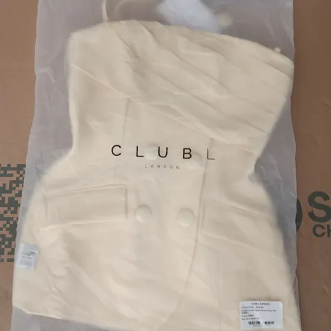 BAGGED CLUBL LONDON LEMON SQUARE-NECK TAILORED TOP SIZE UK 6
