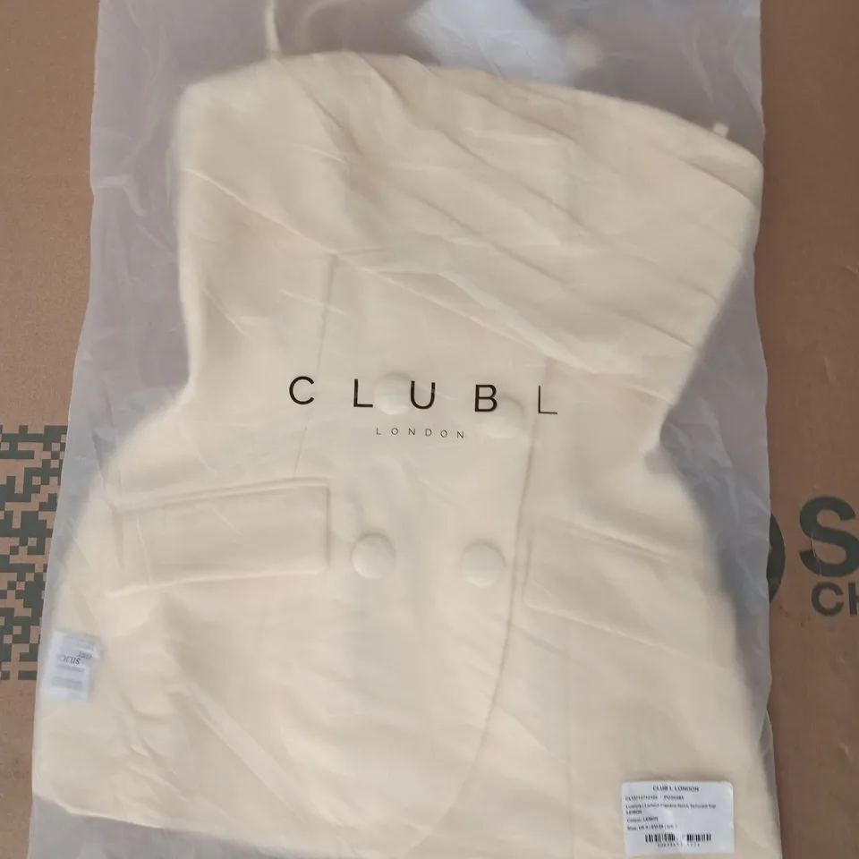 BAGGED CLUBL LONDON LEMON SQUARE-NECK TAILORED TOP SIZE UK 6