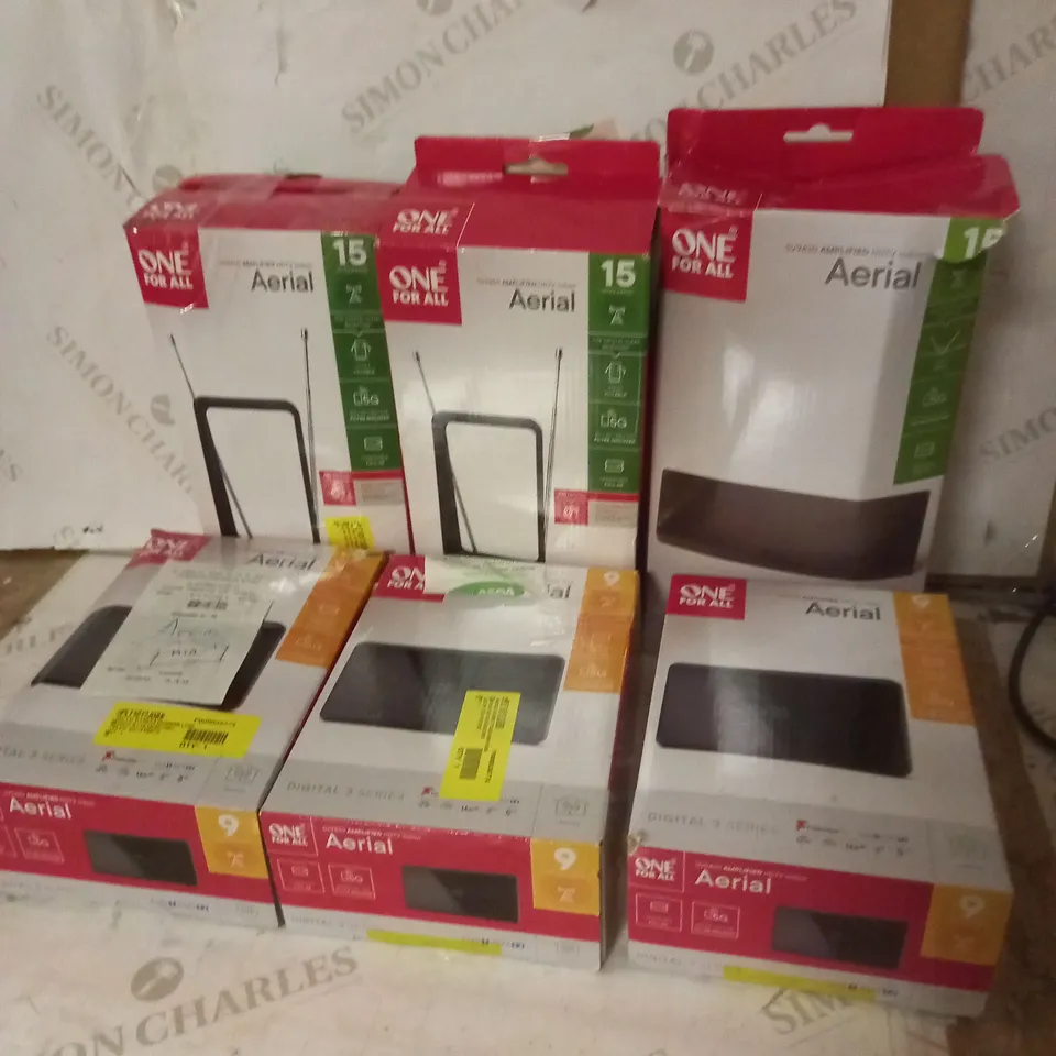 LOT OF 6 ASSORTED ONE-FOR-ALL TV AERIALS 