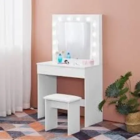 BOXED HOLLYWOOD WHITE DRESSING TABLE 1-DRAWER