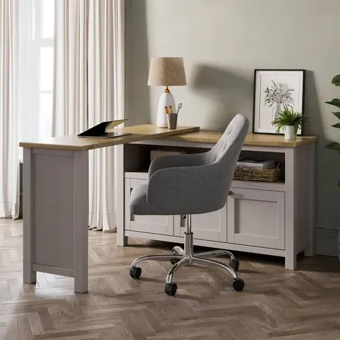 BOXED OLNEY SWIVEL DESK - STONE (2 BOXES)