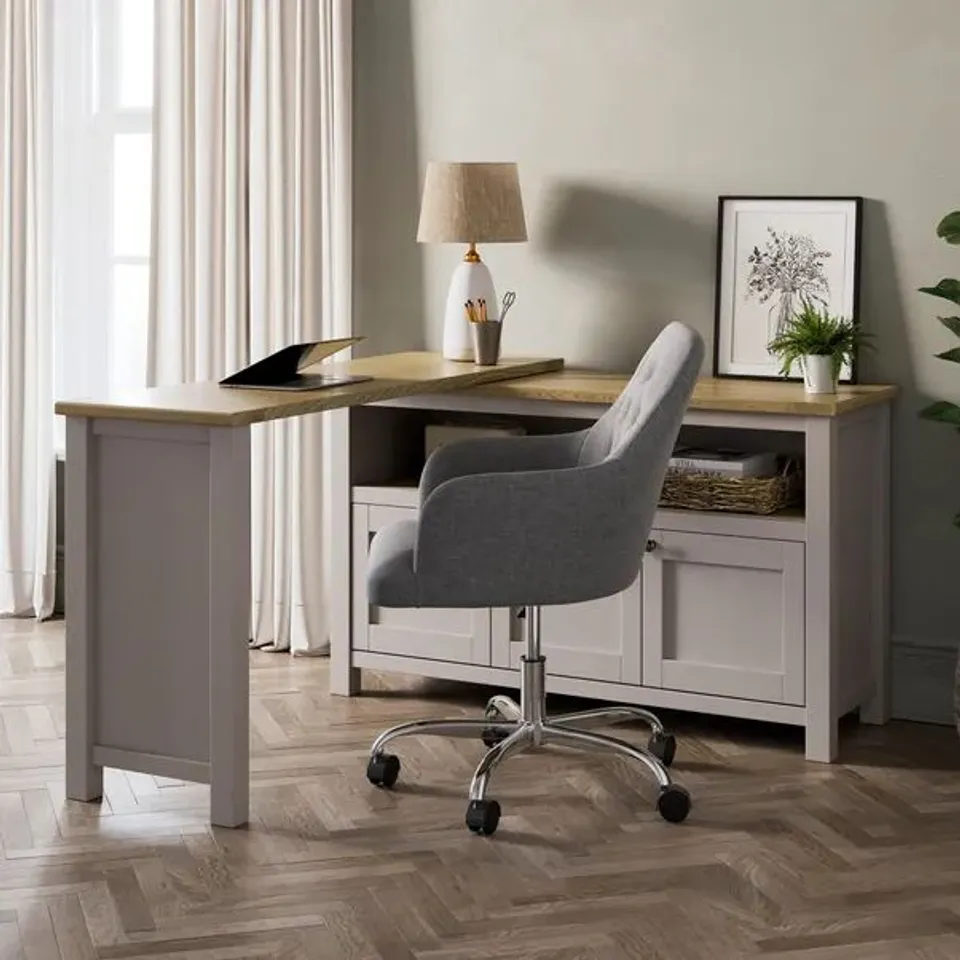 BOXED OLNEY SWIVEL DESK - STONE (2 BOXES)