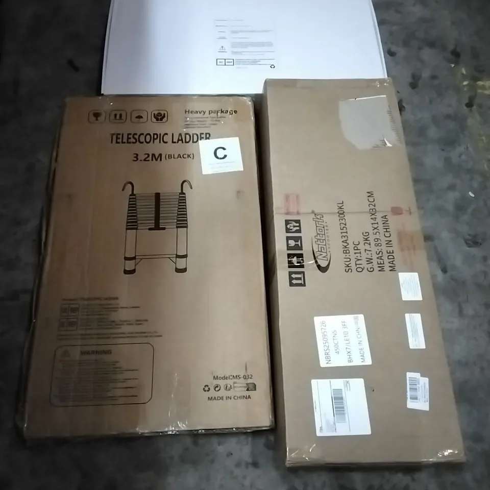 PALLET OF HOUSEHOLD ITEMS TO INCLUDE SHOWER MIXER SYSTEM, TELESCOPIC LADDER, SCOOTER RETRACTABLE SAFETY GATE AND OTHER ASSORTED ITEMS...
