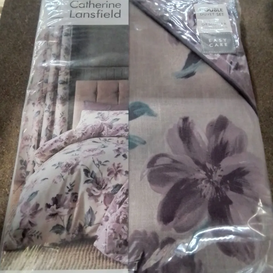 CATHERINE LANSFIELD PAINTED FLORAL EASY CARE DUVET SIZE DOUBLE 