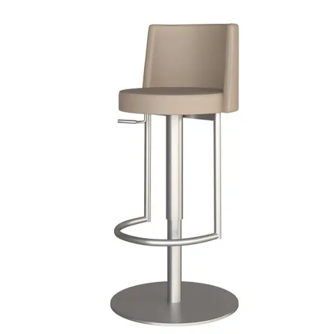 BOXED MONZA CREAM PU BAR STOOL WITH STAINLESS STEEL BASE