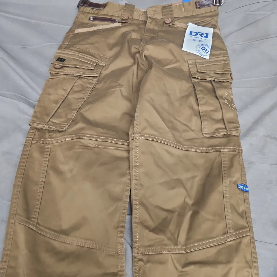 DR DENIM CARGO PANTS, KHAKI BROWN, MEN'S, WAIST UK 34
