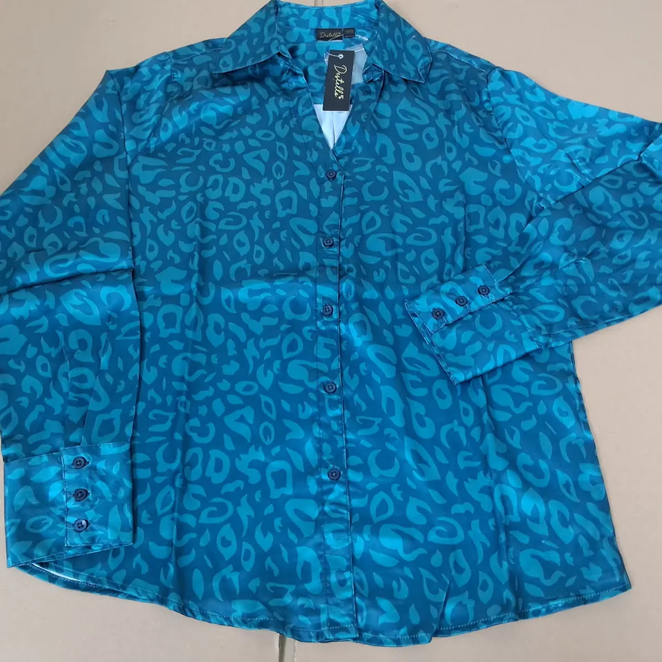 LOT OF 6 BRAND NEW DESTELLO LEOPARD PRINT SATIN SHIRTS IN TEAL - UK 10