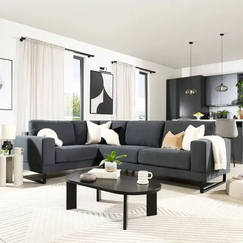 BOXED ALESSIA L-SHAPE CORNER SOFA, RIGHT HAND FACING, SLATE GREY CLASSIC PLUSH FABRIC (2 BOXES)