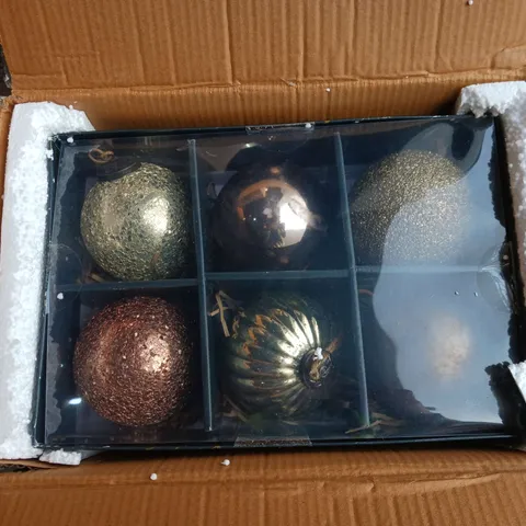 4 BOXES OF 6 GLASS CHRISTMAS BAUBLES BY GEORGE HOME