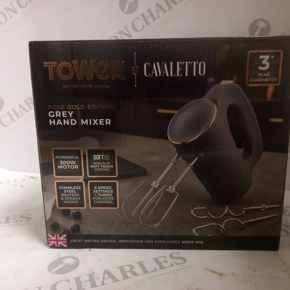 BOXED TOWER CAVALETTO GREY HAND MIXER - ROSE GOLD EDITION