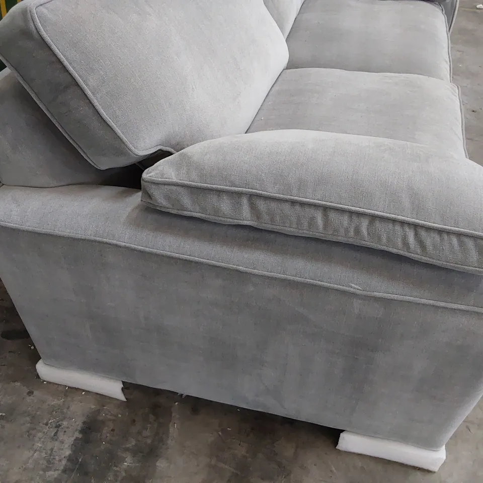 QUALITY BRITISH MADE LOUNGE Co TWO SEATER SOFA WITH BOLSTER CUSHIONS GREY PLUSH FABRIC 