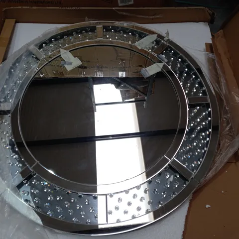 JM BY JULIEN MACDONALD FLOATING CRYSTAL ROUND WALL MIRROR- COLLECTION ONLY