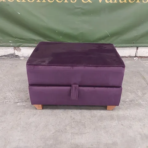 QUALITY DESIGNER PURPLE VELVET STORAGE OTTOMAN