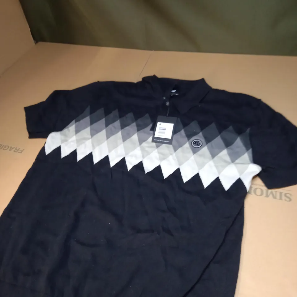 MENS PRETTY GREEN BECK KNITTED POLO SHIRT SIZE L