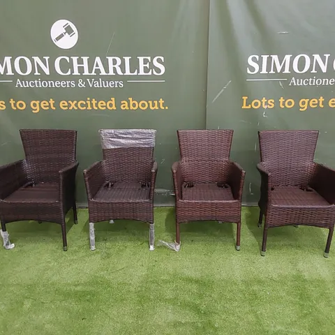 SET OF 4 CHOCOLATE MIX RATTAN CHAIRS