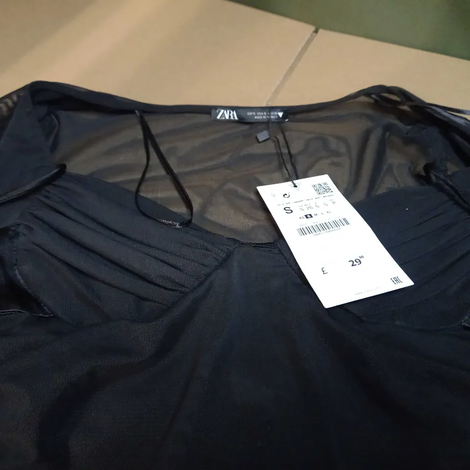 ZARA BLACK SHEER CORSET STYLE STATEMENT TOP - SMALL