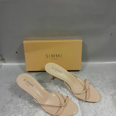 BOXED PAIR OF SIMMI LONDON STONE PATENT MINES HEEL UK 6