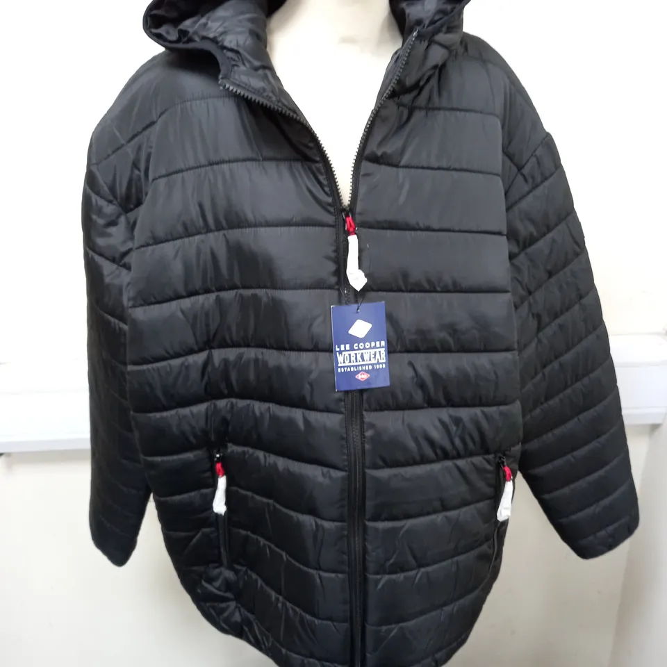 LEE COOPER PADDED HOODED JACKET IN BLACK - XXL